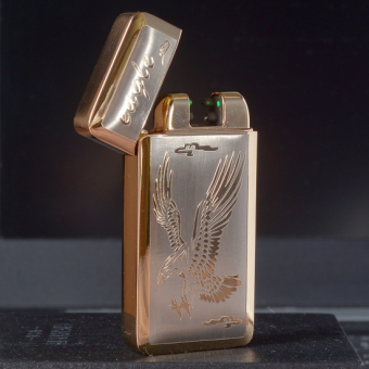 Импульсная зажигалка двойная Lighter со световым датчиком Орел
