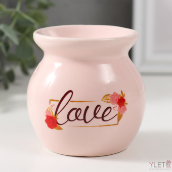 Аромалампа керамика "Любовь" розовая 7,2х7,2х7,8 см