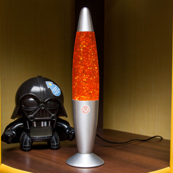 Лава лампа с блестками в сером корпусе 48 см Желтая