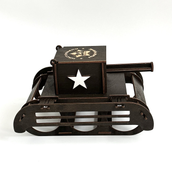 Мини-бар для пива Танк с защитой и крышкой, темный "Настоящему мужчине 23 февраля"