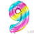 Шар (40''/102 см) Цифра, 9, Диагональная радуга, Градиент