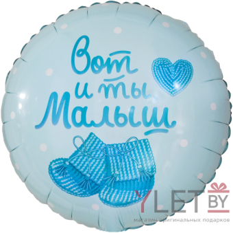 Шар (18''/46 см) Круг, Вот и ты, Малыш, Нежный голубой