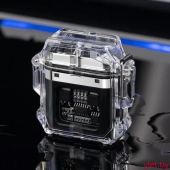 Зажигалка двойная импульсная с подсветкой Микропроцессор, Черная