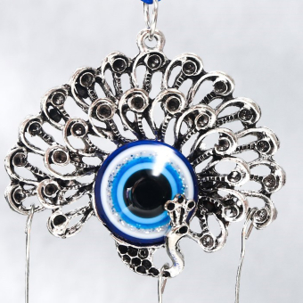 Китайские колокольчики Музыка ветра металл "Павлин" от сглаза с кисточкой 2 колокольчика 22х6,5 см, музыкальная подвеска