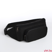 Сумка поясная "Бруклин" на молнии, 25*5*11 см, наружный карман, черный