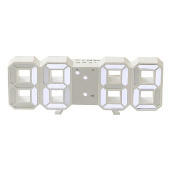 Часы будильник электронные Цифры, белые, с термометром