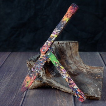 Деревянный нож бабочка Цветной