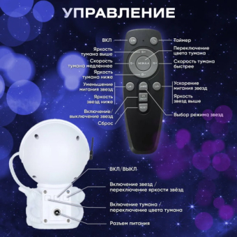 Ночник проектор звездного неба Астронавт HR-F2 с гитарой