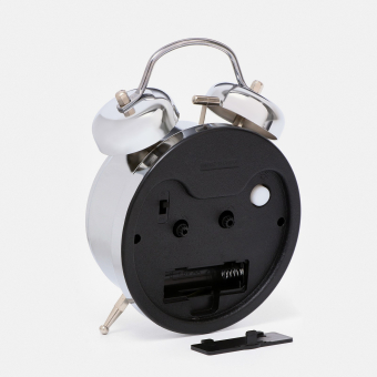 Будильник «Смайл» металлический серебристый, циферблат d=11.5 см, с подсветкой