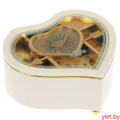 Шкатулка музыкальная с танцующей балериной Сердце белое механическая