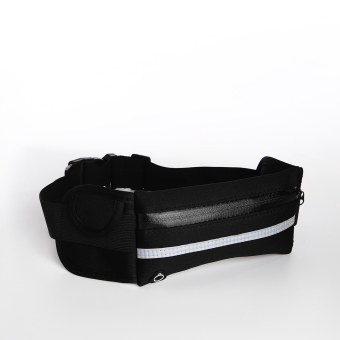 Сумка поясная "Run" на молнии, 24*1*10 см, светоотражающие элементы, черный