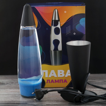 Лава лампа в черном корпусе 42 см Синяя