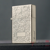 Зажигалка газовая турбо Broad квадратная Узоры Серебро