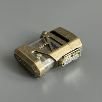 Зажигалка турбо газовая прозрачная в металлическом корпусе винтажное Золото