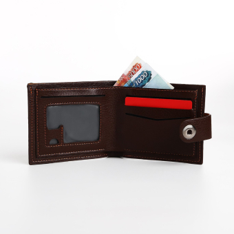 Портмоне мужское "Грейс" на магните, отдел для купюр, для карт, для монет, цвет коричневый