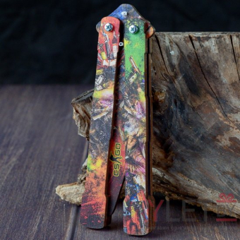 Деревянный нож бабочка Цветной