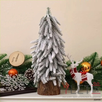 Елка заснеженная с гирляндой, 31 см