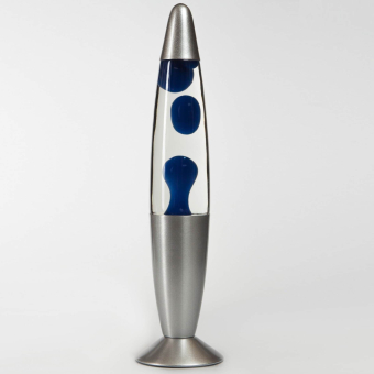 Лава лампа с воском в сером корпусе 35 см Синяя