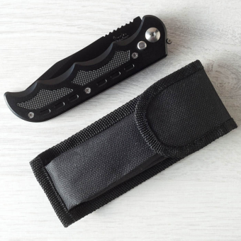 Нож металлический складной Черный в чехле