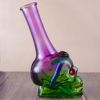 Бонг стеклянный Череп 22 см