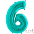 Шар (40"/102 см) Цифра, 6, Бирюзовый Tiffany