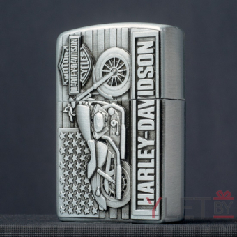 Зажигалка газовая Lighter мотоцикл Harley Davidson Серебро