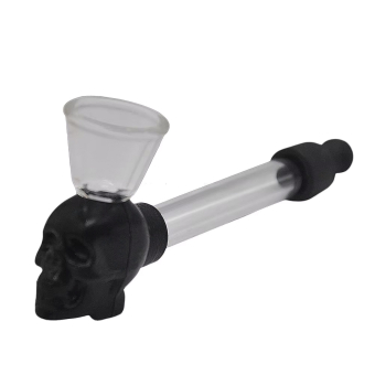 Трубка для курения "Череп", 5 сеточек, 10×4×2 см, черная