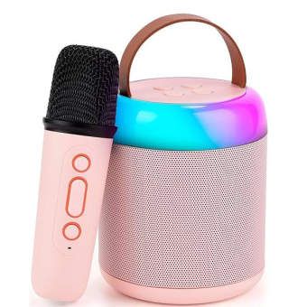 Караоке колонка Bluetooth с микрофоном Розовая