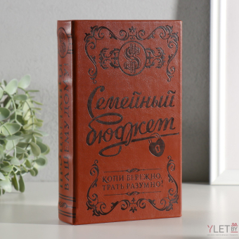 Сейф-книга "Семейный бюджет" тиснение кожа 21х13х5 см