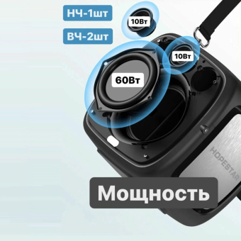 Портативная колонка Hopestar Powerful Party one 80W с двумя микрофонами Черная