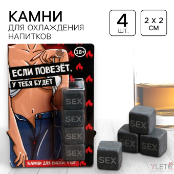 Камни для виски «Если повезет...», 4 шт
