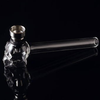 Курительный девайс стеклянный Череп с металлическим приемником