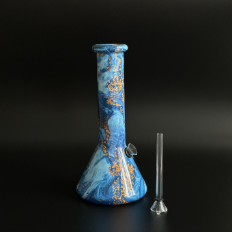 Бонг 25 см стеклянный Расписной Океан GLA-023-2