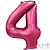 Шар (34''/86 см) Цифра, 4, Бордовый, Сатин