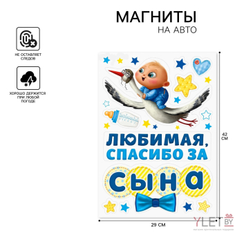 Набор магнитов на авто «Спасибо за сына», на выписку