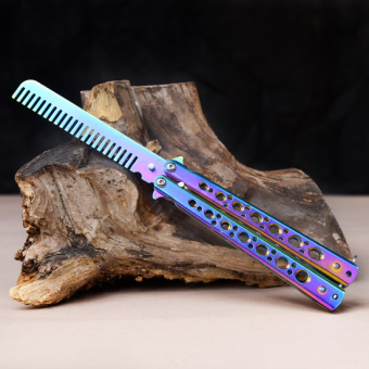 Нож бабочка тренировочный хамелеон с расческой Круги