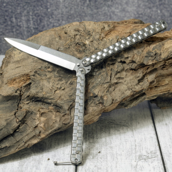 Нож бабочка Серебро плетение