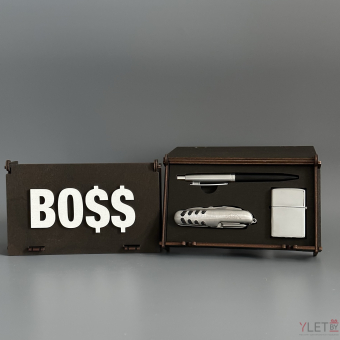 Подарочный набор " BO$$ " (Ручка, бензиновая зажигалка, мультитул)