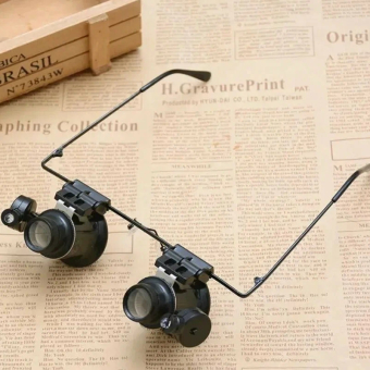 Бинокулярная Лупа-очки Kromatech налобная 20x, с подсветкой (2 LED) MG9892A-II