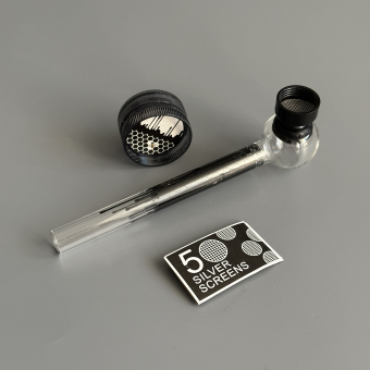 Курительный девайс стеклянная трубочка Соты с гриндером черный