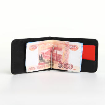 Зажим для купюр "Прайм", отдел для карт, монет, цвет чёрный