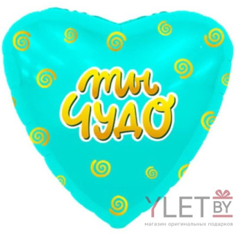 Шар (19''/48 см) Сердце, Ты чудо, Мятный
