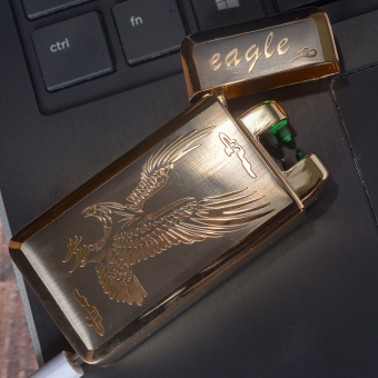 Импульсная зажигалка двойная Lighter со световым датчиком Орел