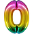 Шар (34''/86 см) Цифра, 0, Радужный, Градиент
