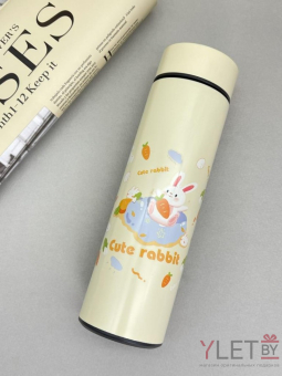 Термос с датчиком температуры «Happy friends, rabbit», beige (500 ml)