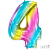 Шар (40''/102 см) Цифра, 4, Диагональная радуга, Градиент