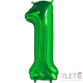 Шар (34''/86 см) Цифра, 1, Slim, Зеленый