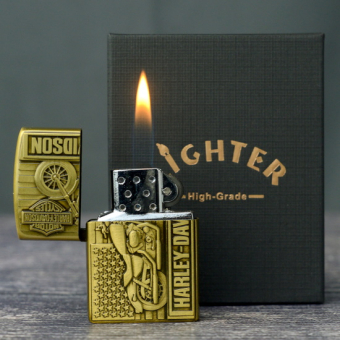 Зажигалка газовая Lighter мотоцикл Harley Davidson Золото
