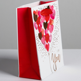 Пакет подарочный ламинированный I love you 12 x 15 × 5.5 см