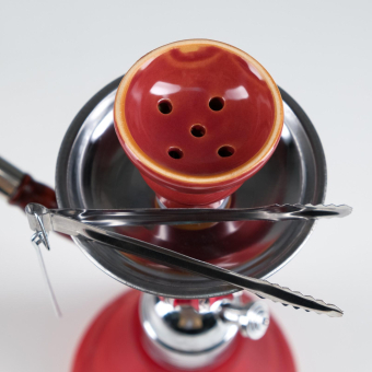 Кальян «Шахматы», 32 см, 1 трубка, шахта хром, красный